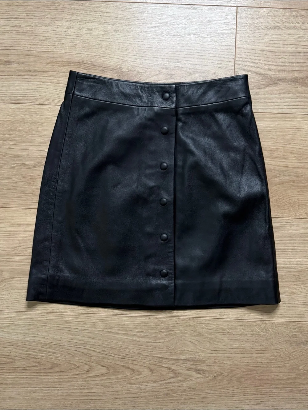 All Saints Lamb Leather Button-Front Mini Skirt Size 2
